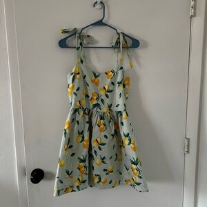 Blue Rain Lemon Print Casual Dress